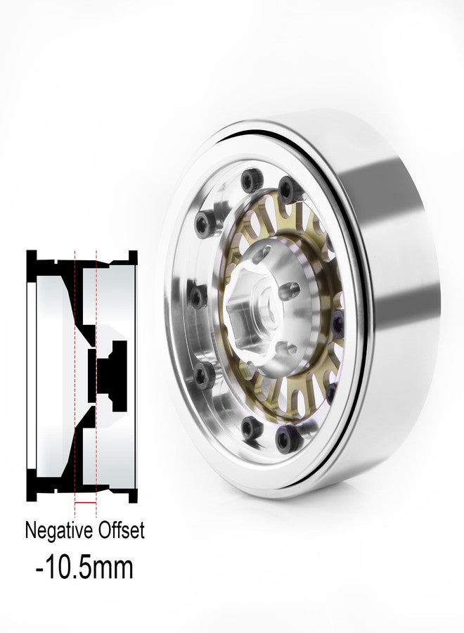 GIXCEL 1.9 Beadlock Wheel Rim, Aluminum Negative Offset 10.5mm 164g Super Heavy Deep Dish Wheels for 1/10 RC Crawler SCX10 TRX4 TRX6 VS4-10 GEN7 GEN8 Upgrade Parts, 4PCS (Desert Titanium) - Image 5